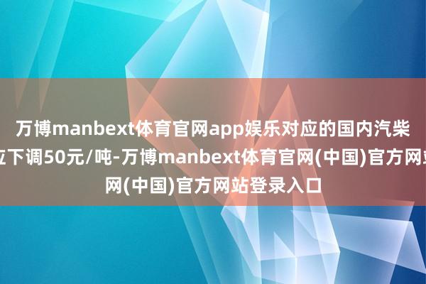 万博manbext体育官网app娱乐对应的国内汽柴油零卖价应下调50元/吨-万博manbext体育官网(中国)官方网站登录入口